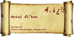 Antal Ákos névjegykártya